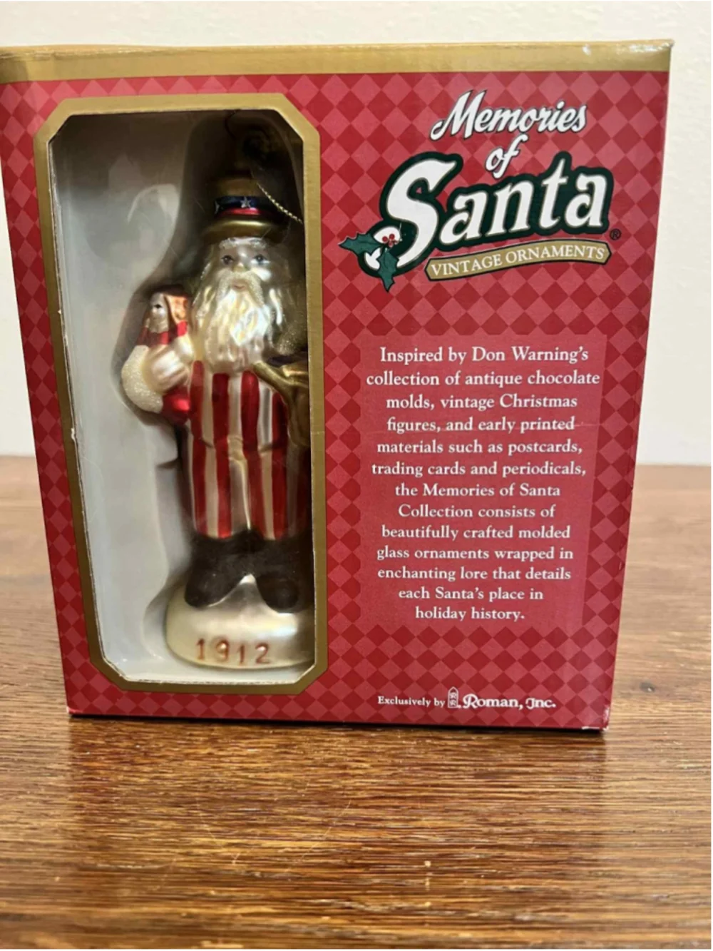 Memories of Santa 1912 Uncle Sam Santa Ornament w/Box USA Americana Christmas
